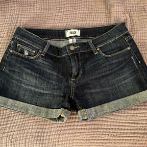 PAIGE Women's Dark Wash Jean Shorts
